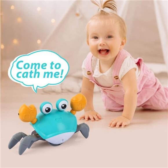 Crawling Crab Baby Toys with Music & Light, Tummy Time Interactive Toddler Toy - Picture 6 of 7